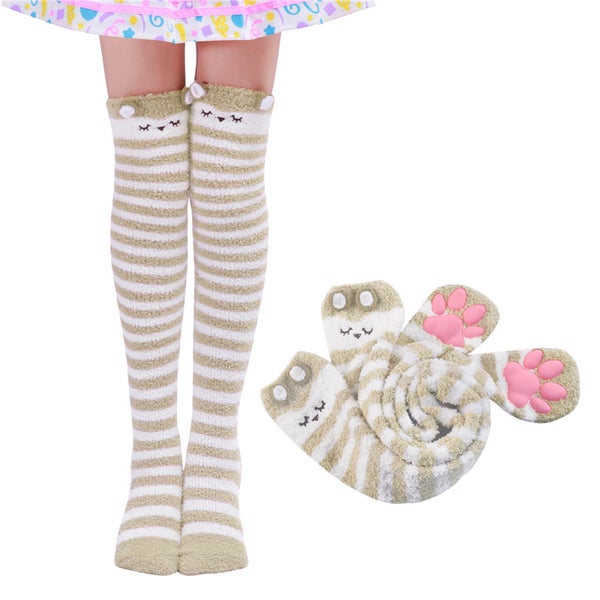 LittleforBig 3D Paw Pad Coral Fleece polvisukat (Owl-PW)