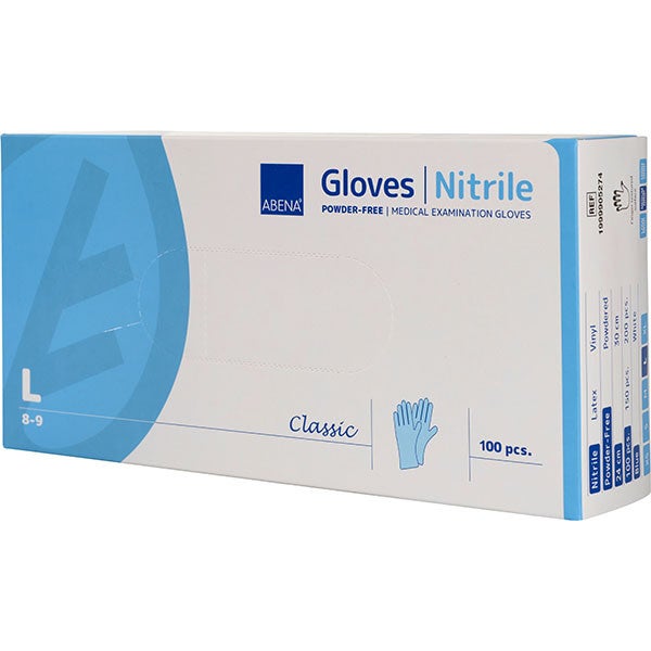 Abena Classic sininen nitriilik&auml;sine, Large, 100 kpl pakkaus