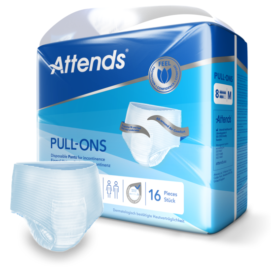 Attends Pull-ons 8M, Medium, 16 kpl pakkaus