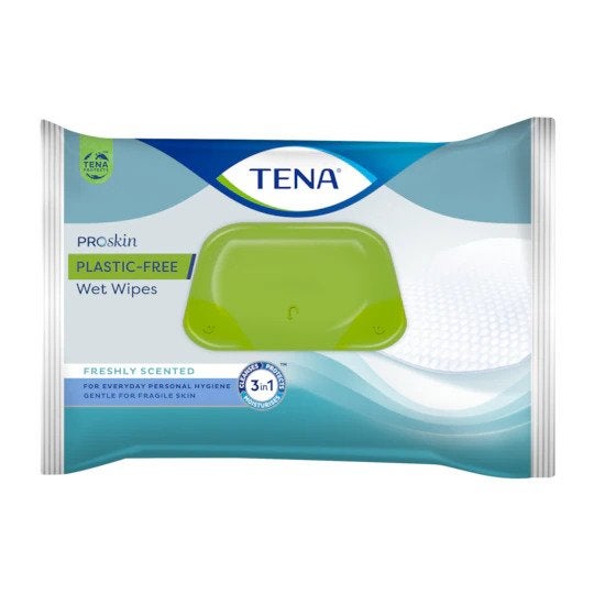 TENA Wet Wipes Plastic-Free muoviton kostea pyyhe, 48 kpl pakkaus